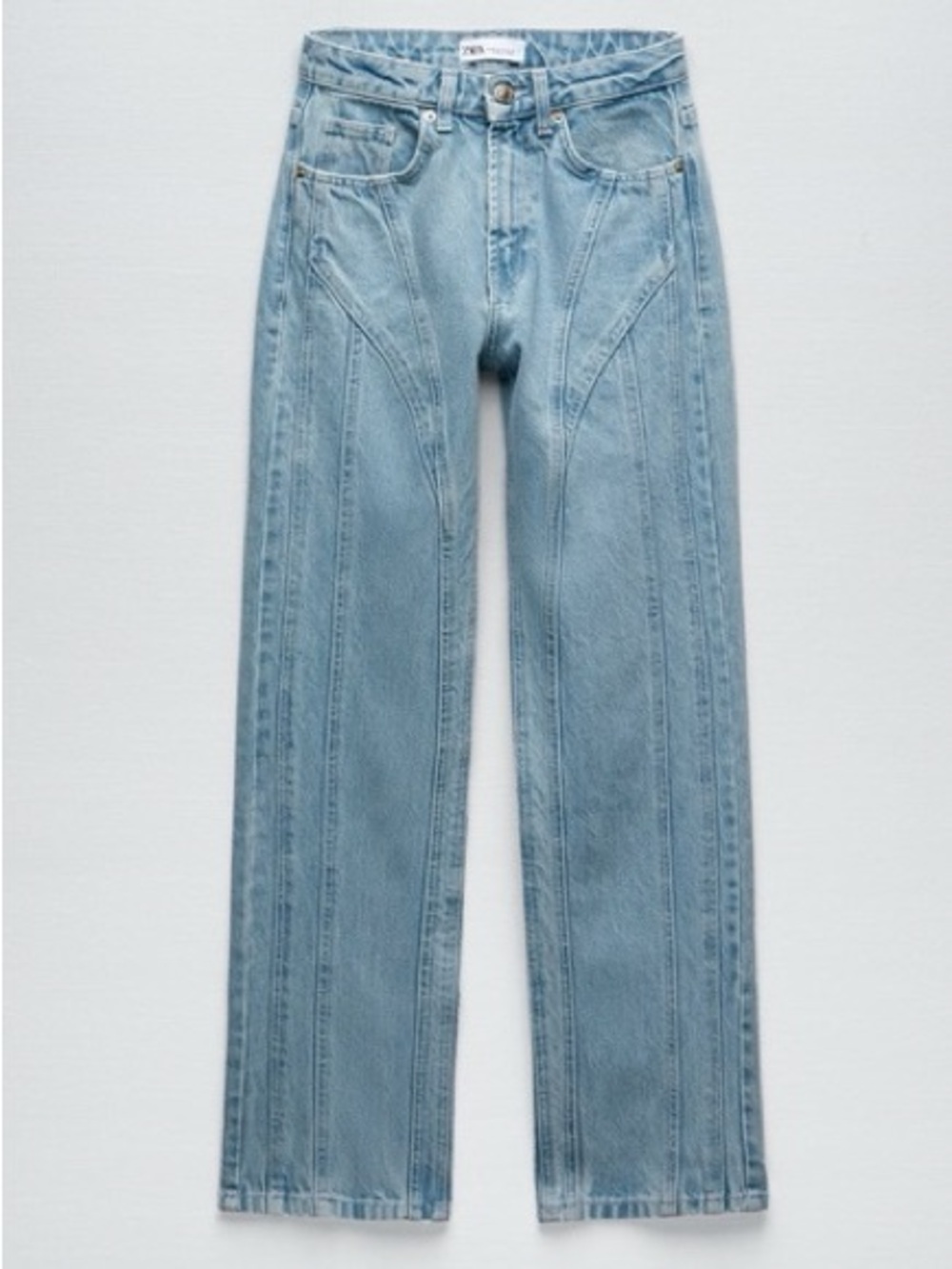 Zara light-wash vertical seam jeans